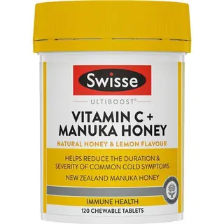 Swisse 维生素C＋麦卢卡蜂蜜咀嚼片 120粒 维C抗氧化美白 增强免疫系统健康